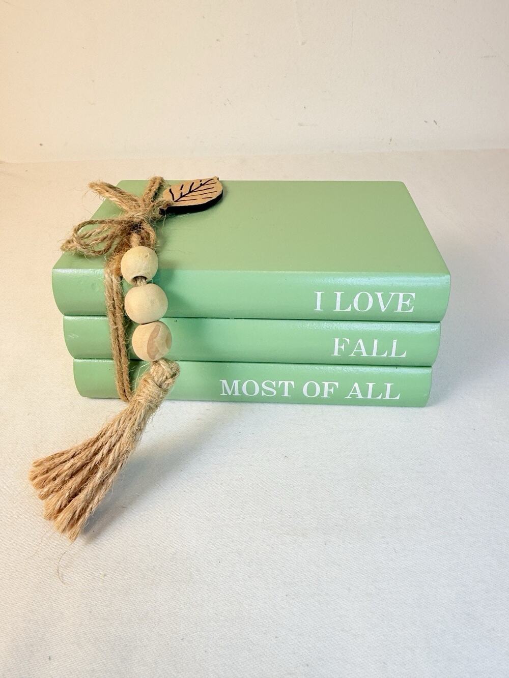 Fall Wooden Book Stack Decor “ I Love Fall Most Of All” Shelf Decor
